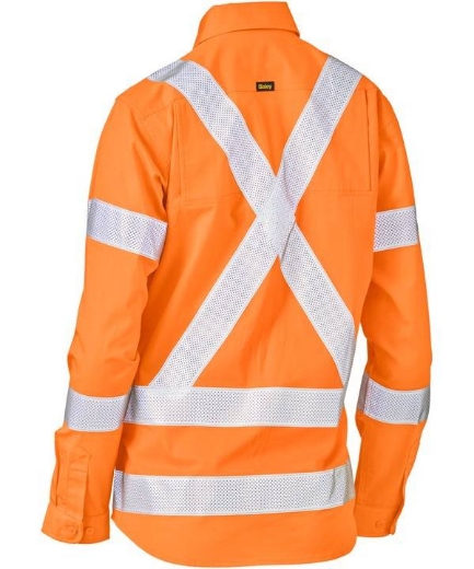 Picture of Bisley,Women's X Taped Biomotion Hi Vis Cool Lightweight Drill Shirt - Long Sleeve